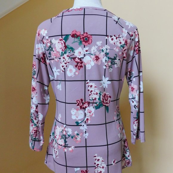 New York and Company 7th Avenue Women's Pink Floral Top Size S - Picture 3 of 6